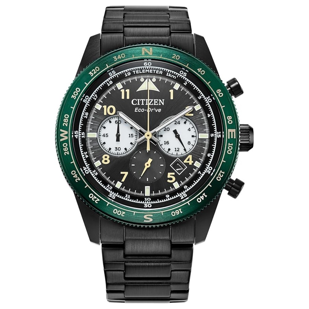 Citizen Eco-Drive Black and Green Chronograph Watch
